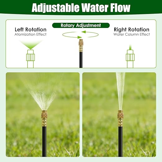 360° Bendable Drip Irrigation System 49FT 5/8 Tubing Hose with 20 Adjustable Misting Nozzles Complete Kit with Faucet Connector for Garden Greenhouse Yard Lawn – Easy Automatic Watering