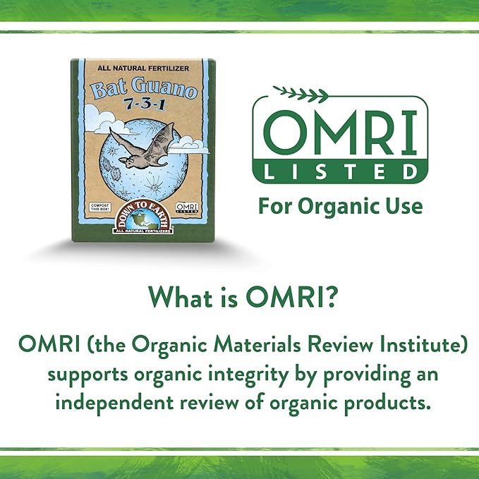 Down To Earth All Natural Fertilizers Organic Bat Guano - High Nitrogen Plant Food for Vegetative Growth 7-3-1 10 Lb