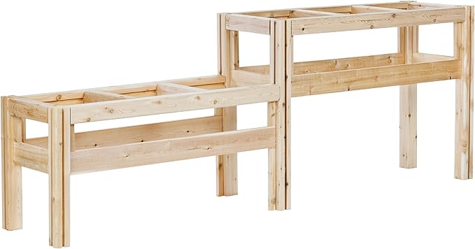 Greenes Fence Two-Tiers Six Bucket Elevated Cedar Wood Garden Frame 84 in. x 16 in. x 30 in. - Made in USA with North American Cedar