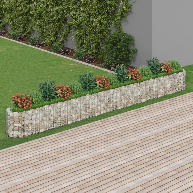 Gabion Raised Bed Planter Basket Pot Wall Outdoor Garden Lawn Patio Border Gardening Flower PlantGabion Cages Basket 212.6x19.7x19.7