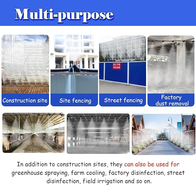 Roof &amp Enclosure Cooling Equipment for Farm/Construction Site/Factory Versatile Automatic Irrigation System Adjustable Water Output Misting Kits(1181inch/30m/98.5ft)