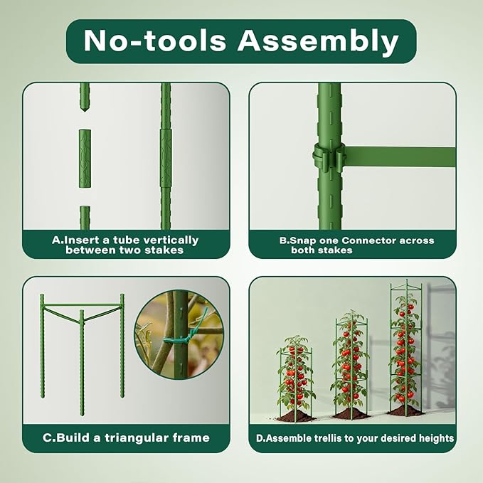 Halatool 6 Pack Tomato Cages for Garden 48 Inch Adjustable Tomato Cage Plant Support Garden Plant Stakes Trellis for Climbing Plants Pots Vegetables Flowers Fruits