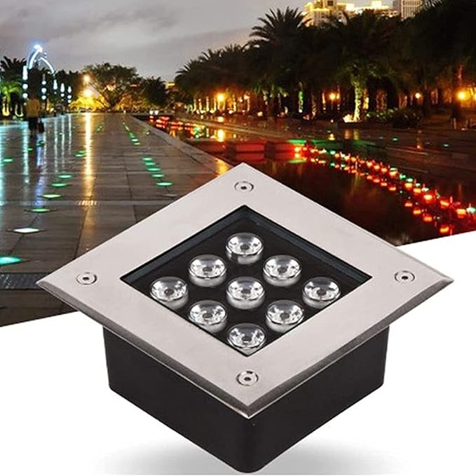 IP67 Waterproof Spotlight - Square LED Recessed Spotlight Outdoor Inground Lighting 12V Low Voltage LED Patio Spotlight for Gardens Patios Pool PathsWhite-12w(12v)