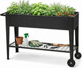 InSideOut Elevated 40 Raised Garden Bed Outdoor with Wheels &amp Shelf for Mobility Metal Planter Box for Vegetables/Herbs Patio-Balcony-Backyard (Charcoal)
