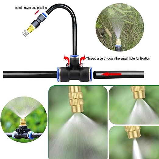 Update 98Ft Irrigation Copper Nozzle System Automatic Irrigation System with Replaceable 360°Bendable Sprayeratomizing Copper Nozzle for Watering System for Garden Plant Lawn Patio and Yard.(25)