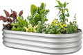 5x3x1ft Oval Galvanized Raised Garden Bed Outdoor 9-in-1 Large Metal Modular Planter Box Raised Beds for GardeningVegetablesFruitsFlowers &amp Herbs (Silver)