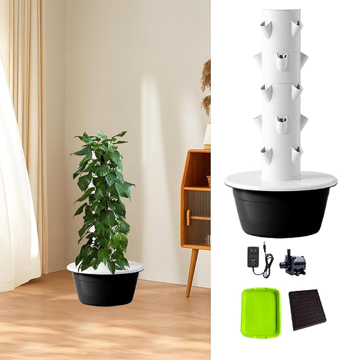 Hydroponics Growing System Kit Hydroponic Tower Germinating Container Vertical Planter Plant Germination Kit for Peppers Black S