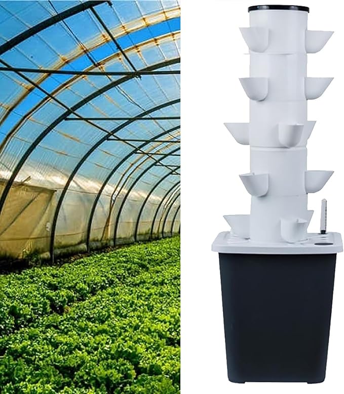 Hydroponics Growing System Tower Aquaponics Grow System Garden Tower Aeroponics Growing Kit for Herbs Fruits and Vegetables (Color : 25holes)
