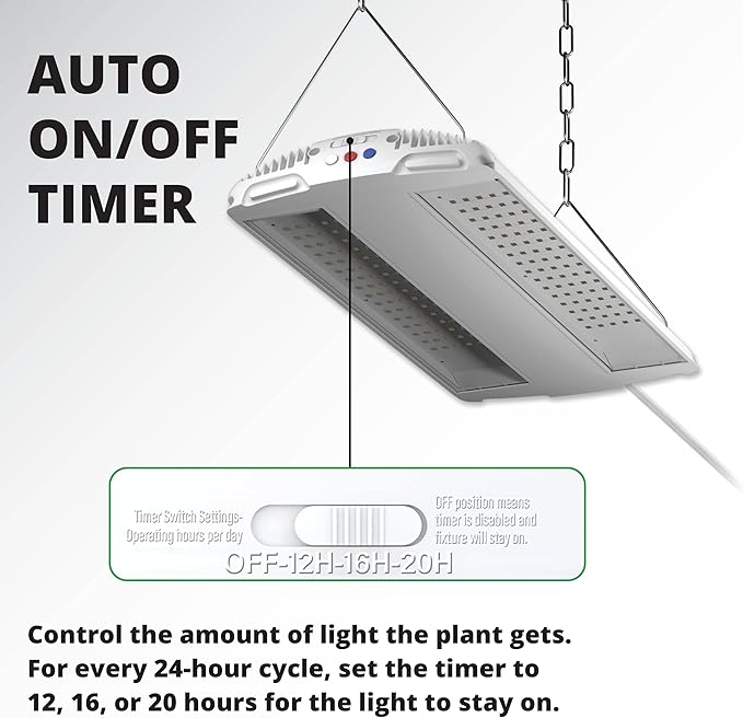 Good Earth Lighting 14-in 1-Light 78-Watt Selectable Spectrum LED Grow Light 117 PAR/PPF Auto On/Off Timer White