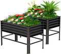 Doniks 2PCS Raised Garden Bed with Legs 48×24×32in Large Outdoor Metal Galvanized Garden Planting Box600lb Capacity for Vegetables Lawn Green Flowers Fruits Terrace