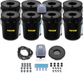 DWC Hydroponic System 5 Gallon 8 Buckets Deep Water Culture Growing Bucket Hydroponics Grow Kit with Pump Air Stone and Water Level Device for Indoor/Outdoor Leafy Vegetables