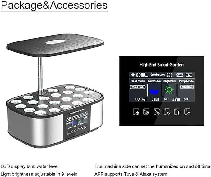 21 Pods Automatic Smart Hydroponic Culture System Add Water and Nutrients with 4.8 -Inch LCD Viewing Garden Germination Kit