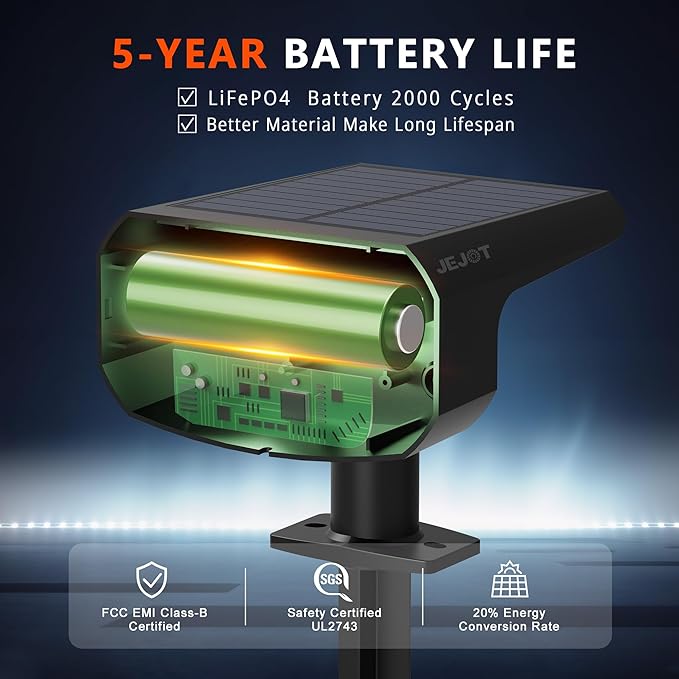 Solar Lights Outdoor Waterproof IP65 Super Bright LED with Lens 3000K 2 Lighting Modes Solar Powered Yard Garden Solar Spot Lights for Outside Landscape Auto On/Off -8 Pack