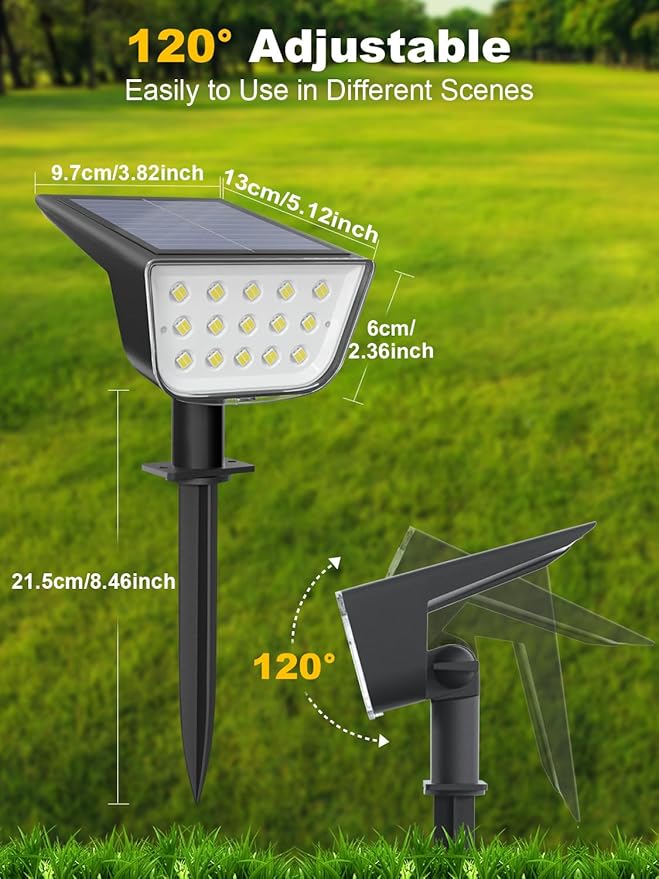 Solar Spot Lights Outdoor Ultra Bright Solar Garden Lights Warm White IP68 Waterproof Landscape Spotlights 800LM 2700K for Yard Garden Wall Driveway 8 Pack