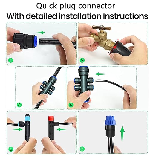 Quick-Connect Automatic Drip Irrigation System Kit – 230FT Garden Watering Kit with Adjustable Nozzles &amp Sprinklers for Greenhouse Lawn and Potted Plants Watering System