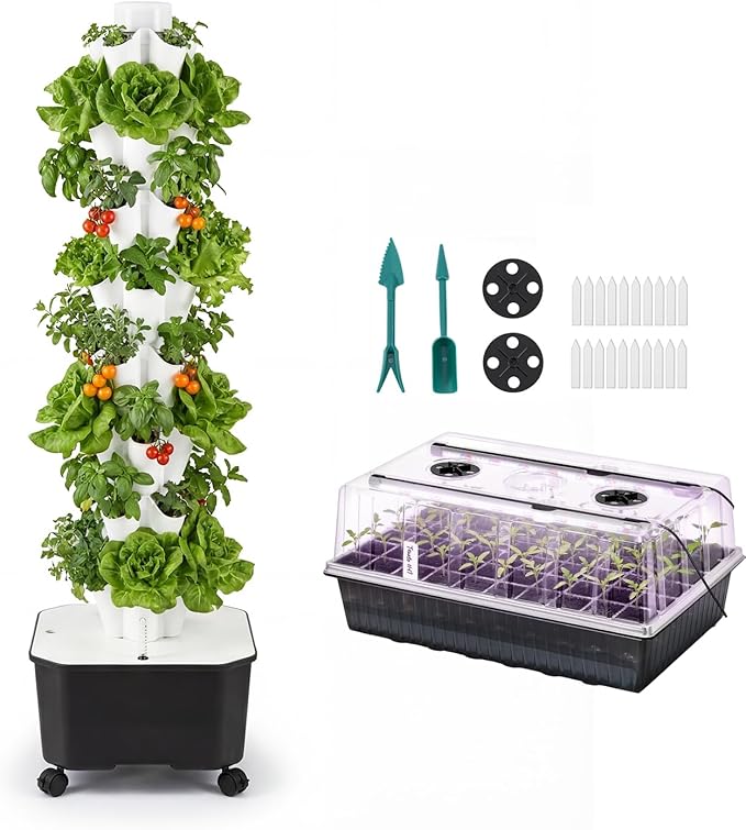 BAOSHISHAN 60 Cells Seed Starter Tray and 40 Pods Hydroponic Tower