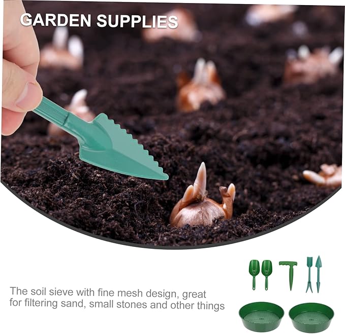 1set Garden Tool Kit Portable Sifter and Shovel for Soil Cultivation Includes Soil Screens Shovels Transplanting Tool and Puncher Lightweight and Gardening Hand