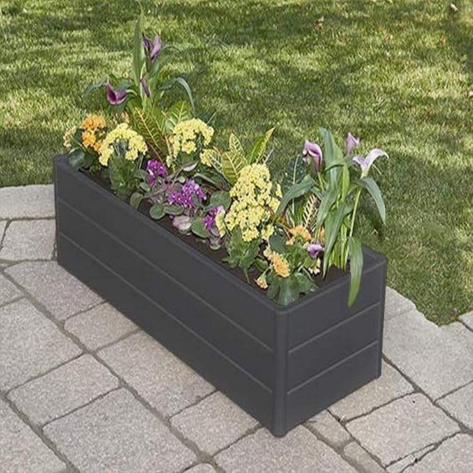 Nuvue Products Terrace Garden Box 44.5 L x 16.5 W x 11.5 H Polymer with Woodgrain Texture Dark Gray