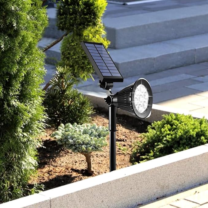 Solar Lights Outdoor Solar Spot Lights Waterproof IP65 7 LED 2 in 1 Adjustable Solar Powered Landscape Spotlights Auto On/Off Solar Powered Garden Yard Lights for Outside Landscape (4 White)