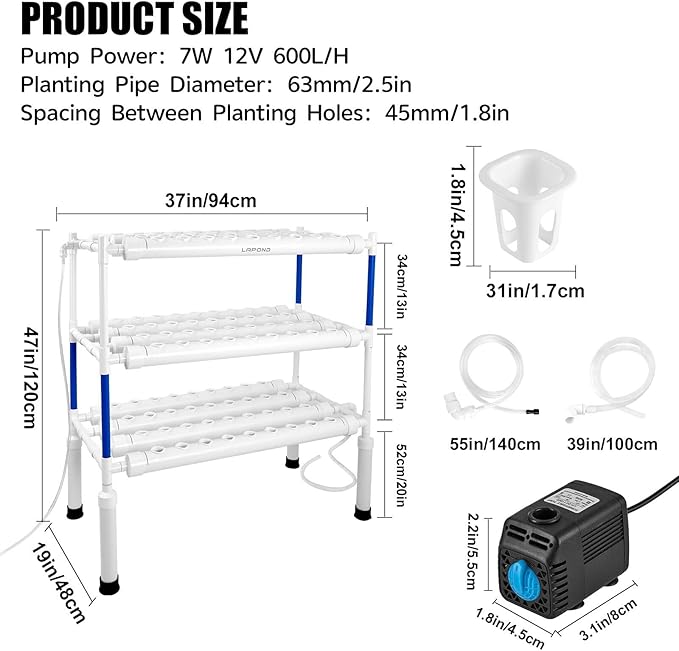 Hydroponics Growing System Kit for VegetablesFlowers Fruits and Herbs with 108 Plant Sites Suitable for Indoor and Outdoor (Upgraded Version)