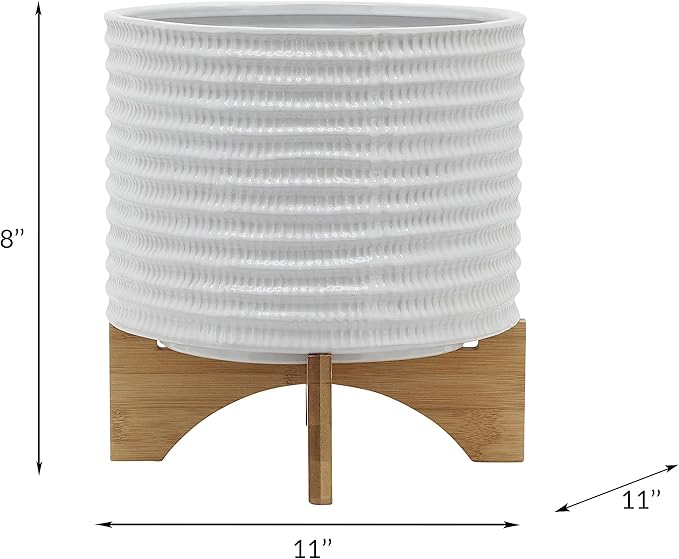 Generic 10 Textured Planter W Stand White