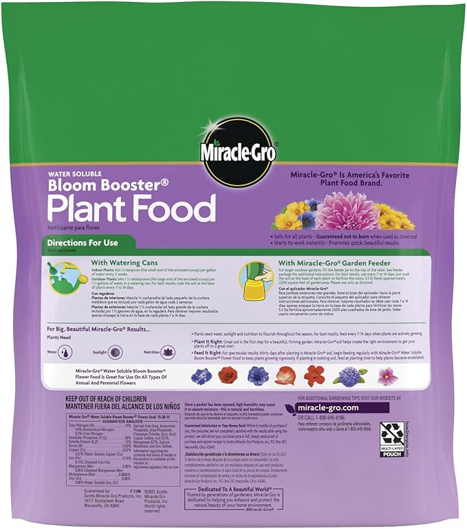 Miracle-Gro Water Soluble Bloom Booster Flower Food Plant Food for Annual and Perennial Flowers In-Ground and Container Plants Roses Hydrangeas Hibiscus 5.5 lb.