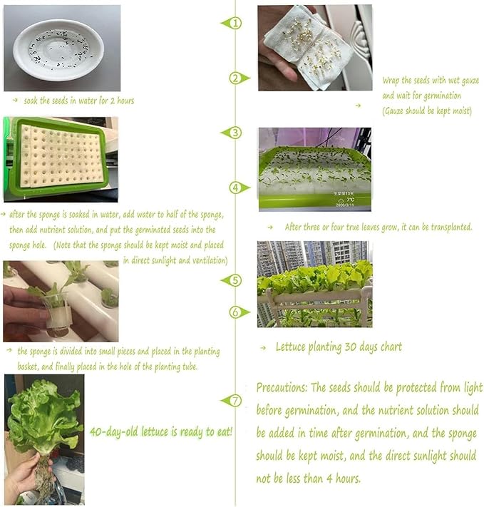 Hydroponics Growing SystemPVC Pipe Single-Layer 36 Holes Hydroponic with 30L Folding Water Tank Hydroponic Plants for Growing Lettuce... (Color:Pads Style)