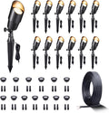 Gardenreet 12V Landscape Spotlight Bundle - 13 Pack Brass Spotlight 65FT 16/2 Cable Outdoor Waterproof LED Fixture for Garden Wall Tree with 5W 2700K Warm White MR16 Bulb