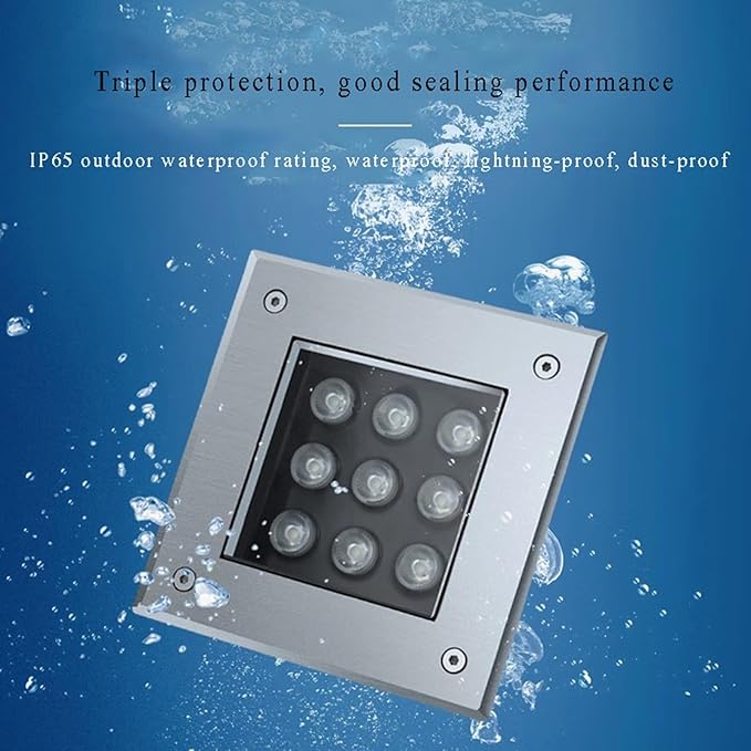 Square LED Buried Lights - IP66 Waterproof Landscape Spotlights for Driveways Gardens Pathways Patios &amp Decks - Energy Efficient In-Ground Lamps (Blue 3W AC85-265V) for Outdoor Use