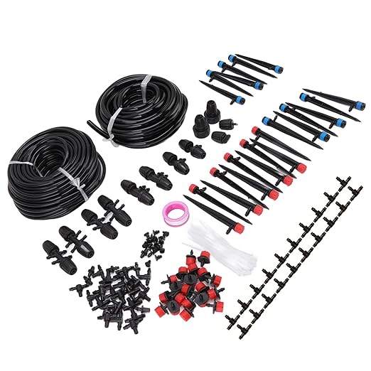 30m Garden Automatic Drip Irrigation Kit Micro Irrigation System for Plants Water Saving Irrigation Set with 30m Hose and Multiple Nozzles for Greenhouse Balcony Patio