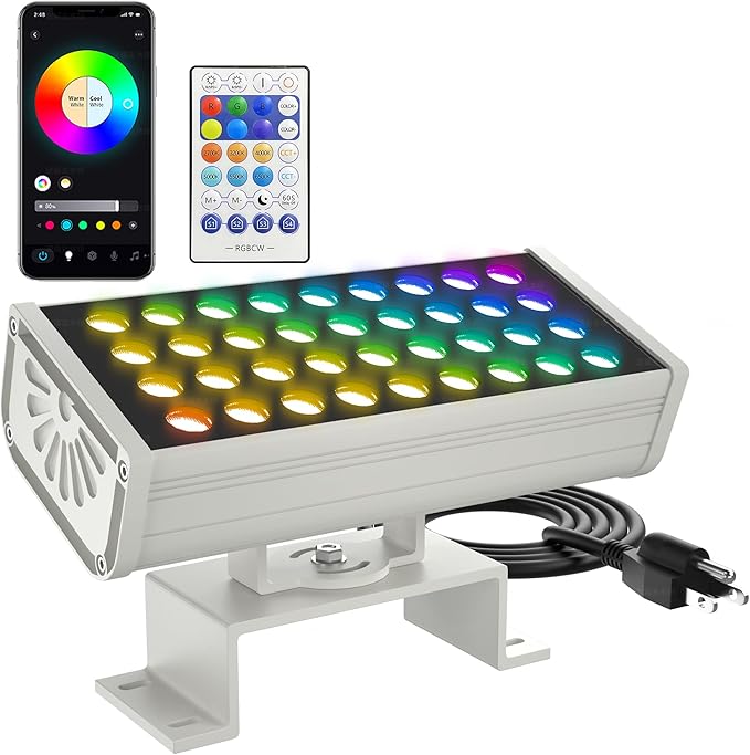 Smart Flood Light Outdoor LED Light Bar RGBCW Color Changing 2700K-6500K Dimmable IP65 Waterproof App &amp Voice Control Music Sync Group Timer Wall Washer Landscape Spotlight