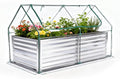 DUMOS Galvanized Raised Garden Bed with Cover 6x3x2ft Planter Box Outdoor for Deep-Rooted Herbs/Flowers/Vegetables Large Metal Garden Bed Mini Greenhouse for Patio Balcony and Backyard Silver