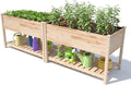Gotland 2pcs Raised Garden Bed with Legs Raised Beds for Gardening with Storage Shelf Bed Liner Drainage Holes Wooden Planter Raised Beds Raised Planter Box Backyard Patio Balcony Natural