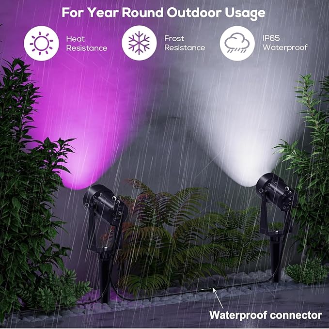 SUNTHIN 4 Pack RGBW Landscape Lighting with RemoteBundle with 4pcs 6.5FT Extension Cord
