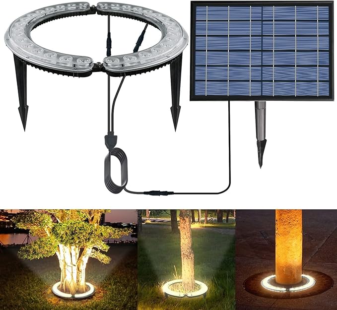 Solar Palm Tree Lights Outdoor 32 LED 12W Landscape Spotlights for Big Trees Super Bright 12000mAh Solar Flood Lights Dusk to Dawn Waterproof Garden Yard Christmas Decorations