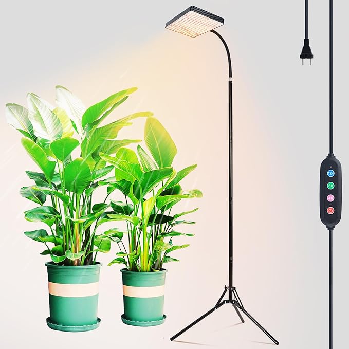 2026 Grow Light with Upgrade Stable Stand Bright Grow Lights for Indoor Tall Plants Bonsai Tree 4/8/12/16/20H Timer 25 Watt Power Draw NO Need Adapter 24-76 Height Adjustable