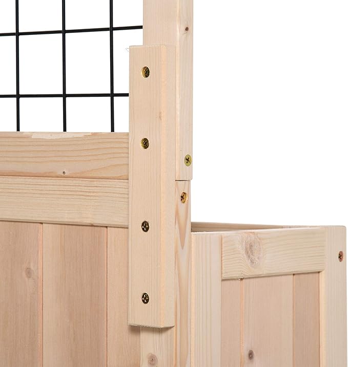 Outsunny 3-Tiers Raised Garden Bed with Trellis 53 H Vertical Planter Box with Wheels &amp Back Storage Area for Flowers Vegetables Herbs Natural