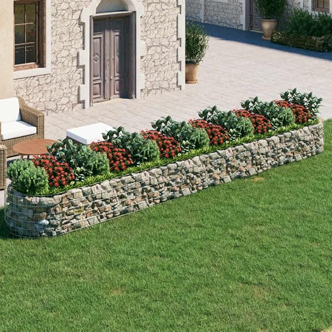 Gabion Raised Bed Planter Basket Pot Wall Outdoor Garden Lawn Patio Border Gardening Flower PlantGabion Cages Basket 236.2x39.4x19.7