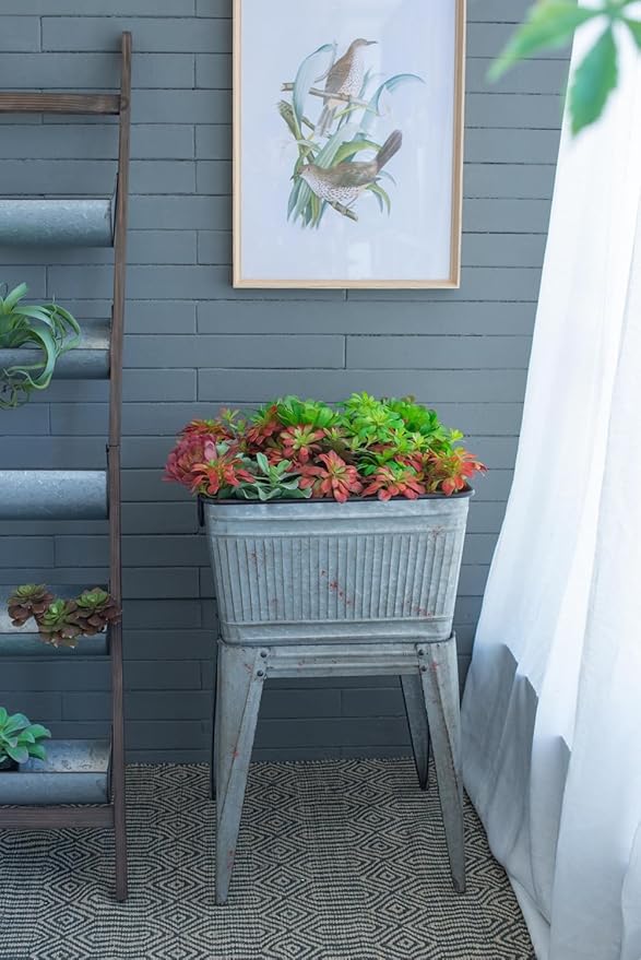 20.5x20.5x21 Large Perryman Galvanized Tub On Stand for Plant PotPlanter Metal Ice Buckets