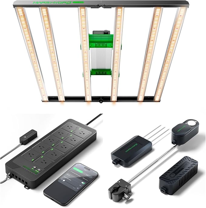 MARS HYDRO 2025 New Version FC-E4800 Foldable LED Grow Light 4x4ft Full Spectrum Grow Light and iHub-Pro and Smart Sensor Kit: PPFD CO₂ and Soil Sensors