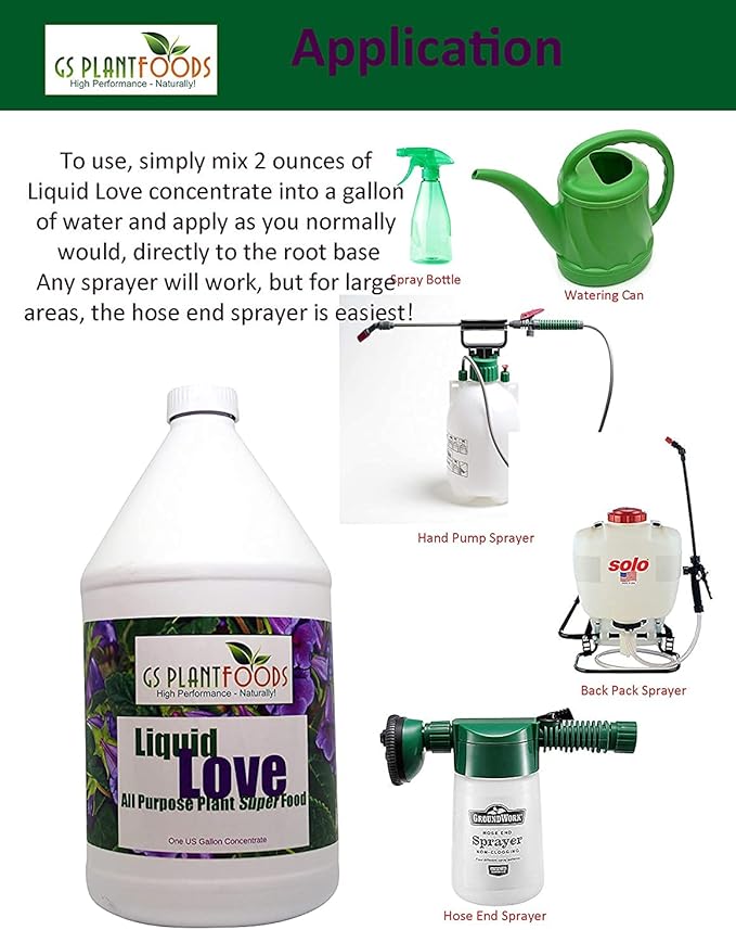 Liquid Love Plant Food by GS Plant Foods- All Purpose Plant Fertilizer (1 Gallon) - Liquid Fertilizer for Herb Gardens House Plants Vegetables Fruit Trees Lawns &amp Shrubs