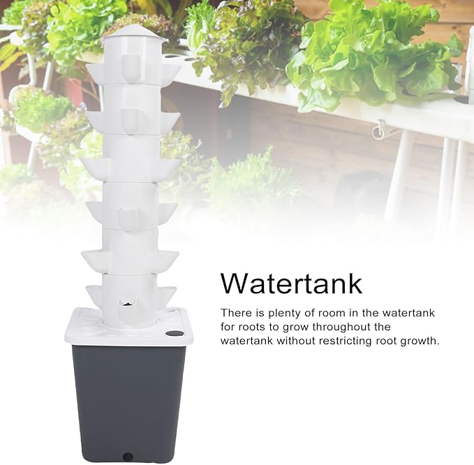 AUNMAS 18 Holes Hydroponic Tower with 10L Watertank Space Saving Vertical Hydroponics Growing System Plant Germination kit for Indoor Gardening Fruits Vegetables (US Plug)
