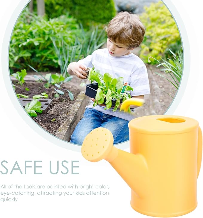 Mini Garden Tools Set with Small Rake Gardening Shovels and Watering Can for Outdoor Planting Includes Sized Apron and Durable Metal Tips for Gardening Activities