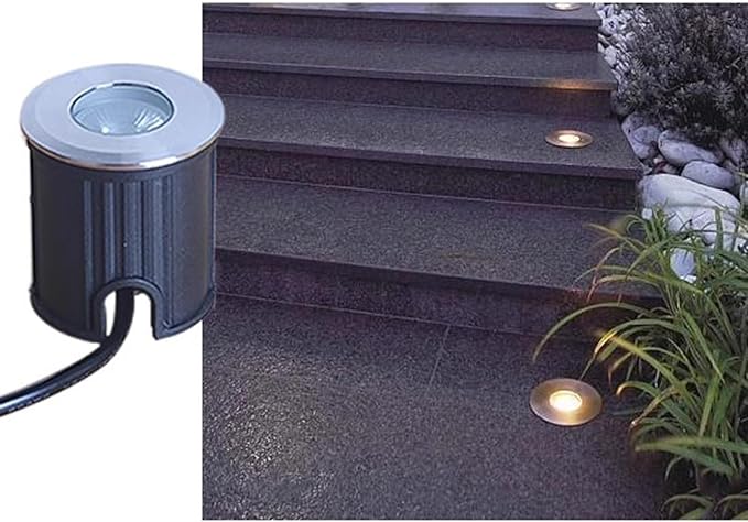 Buried Lights 1W Mini Underwater LED Recessed Spotlight Ultra-Thin Step Light IP68 Waterproof Stainless Steel Inground Light For Pool Fountain Garden Outdoor Landscape Lighting(Red Light62mm(220V
