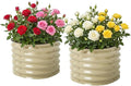 17 Tall Herb Raised Garden Bed for Basil Lavender Sages 24 Wide Round Fruit Tomato Planter Box for Gardening Blueberries Figs Flower Metal Pot Container for Rose Twin Pack Pearl White