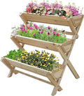 3 Tier 47 x 47 x 22in Raised Garden Bed Horticulture Outdoor Elevated Flower Box Tiered Garden Bed Wooden Vegetables Growing Planter for Backyard/Patio/Gardener (Color : Natural)