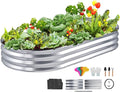 VEVOR Raised Garden Beds Outdoor 6x3x1 FT Galvanized Metal Raised Garden Bed Kit Raised Planter Boxes for Vegetables Flowers with Gloves and Planting ToolsSilver