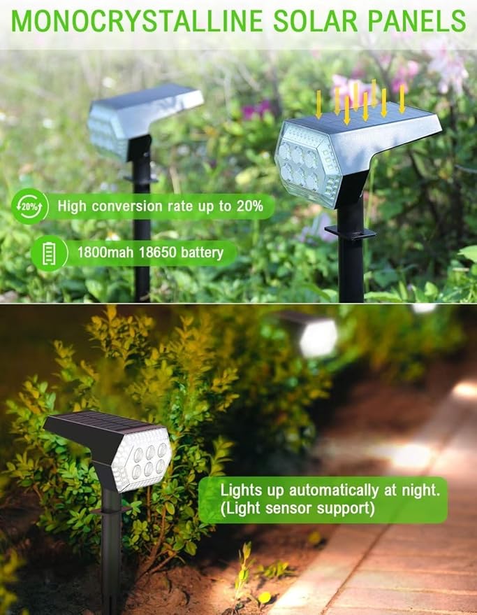Solar Spot Lights Outdoor 108 LEDs Super Bright Light for Landscaping IP65 Waterproof Solar Landscape Spotlights with 4 Modes Solar Powered Garden Lights for Patio Yard Driveway Walkway (6 Pack)