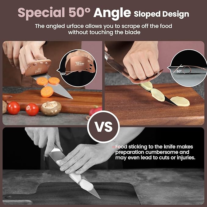 Stainless Steel Finger guards for cutting food Finger Protectors for Slicing as Gift for Couple Women or Mom with Gift Box Rose Gold