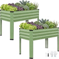 Galvanized Raised Garden Bed with Legs 2Pack 48x24x32in Elevated Raised Garden Bed Outdoor with Drainage Holes Planter Boxes for Gardening Vegetable Flower in Backyard Patio Balcony (OliveGreen)
